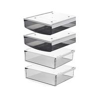 TUKA-i-AKUT 4X 1,7L Tiroirs Sous Bureau, 21x18x5,4cm Autocollant Boîte à Tiroirs Cachée Organisateur Rangement pour Bureau/Meuble/Bibliothèque/Armoire de Cuisine, 4 Unités Transparent + Noir TKD8607