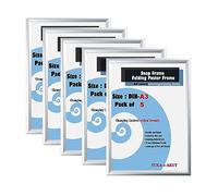 TUKA-i-AKUT 5x A3 Aluminium Clip Frame, Profilé Aluminium 25 mm Cadre pour Affiche Photo Poster, Cadre d'Affichage avec Vitre de Protection, Fixation Argent Couleur TKD8420-A3-5X