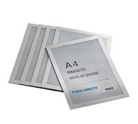 TUKA-i-AKUT 5x A4 Cadre d'affichage Magnétique, Adhésif pour Signe Enseignes, Pochette Cadre d'infArgentmation Fermeture Magnétique, Murs et Fenêtres, Sachet de 5 Couleur Argent, TKD8400-A4-5x