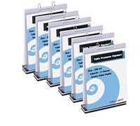 TUKA-i-AKUT 6x Acrylique Présentateur de Tableau à Feuilles avec Base, A4 Portrait, 6 Pochettes Transparents pour Affichage, Menu Signe Porte-Affiche, Chevalet de Présentation Reliure, TKD8211-A4-6x