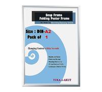 TUKA-i-AKUT A2 Cadre à Clipser en Aluminium, Profilé 25 mm avec Vitre de Protection pour Affiche Photo Poster, Matériel de Fixation Argent Couleur TKD8420-A2