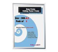 TUKA-i-AKUT A3 Cadre à Clipser en Aluminium, Profilé 25 mm Snap pour Affiche Photo Poster, avec Vitre de Protection et Matériel de Fixation - Couleur Argent TKD8420-A3