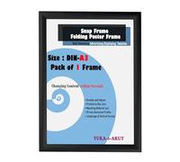 TUKA-i-AKUT A3 Cadre à Clipser en Aluminium, Profilé Aluminium 25 mm Snap Cadre pour Affiche Photo Poster, Cadre d'Affichage avec Vitre de Protection, Matériel de Fixation Noir Couleur TKD8420-A3