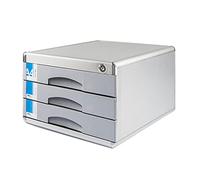 TUKA-i-AKUT Boîte à Classement Métal Verrouillable, 3 Tiroirs A4, avec Champs d'Étiquetage, Boîte de Rangement en Alliage d'Aluminium, Boîte d'Tiroir Extra Robuste Stable, TKD8601-3F