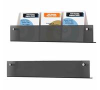 TUKA-i-AKUT Lot de 2 Étagères Murales de 80cm, Acrylique Extra Résistant, Support Mural pour Magazines Journaux Brochures Livres, Porte-Revues Porte-Prospectus Murales Noir TKD8256-80cm-2x