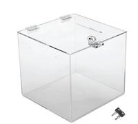 TUKA-i-AKUT TKD8260-30 cm Boîte à monnaie verrouillable en acrylique 3 mm extra solide avec serrure, boîte à dons, boîte de cours, boîte de jeu, urne de choix, transparente, TKD8260-30 cm