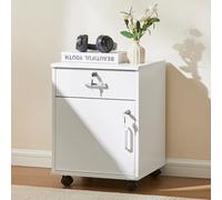 TUKAILAi Caisson de Bureau à roulettes, Meuble de Bureau à 2 tiroirs verrouillable, Caisson de Rangement Mobile, avec roulettes, pour Documents légaux Format A4 (Blanc)