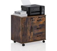 TUKAILAi Caisson de Bureau Mobile à 4 Tiroirs, Support Imprimante Mobile Classeur avec Roulettes, Armoires de Rangement 2 Tiroirs Verrouillable, Format A4 Dossiers Suspendus (Marron)