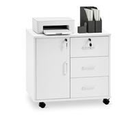 TUKAILAi Caisson de Bureau Mobile à 4 Tiroirs, Support Imprimante Mobile Classeur avec roulettes, Armoires de Rangement 2 Tiroirs Verrouillable, Format A4 Dossiers Suspendus (Blanc)