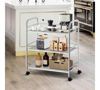 TUKAILAi Chariot de Rangement à 3 Niveaux en Acier, de Cuisine avec roulettes Verrouillables, de Service à roulettes pour Cuisine Salle de Bain Bureau Salon (35×45,5×75cm)