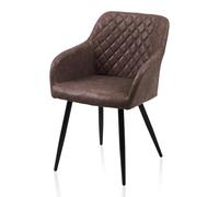 TUKAILAi Lot de 1 Chaise de Salle à Manger Rembourrée PU, Chaise de Cuisine Simili Cuir avec Dossier et Accoudoirs, Pieds en Métal Ergonomique pour Salon Bureau Pas Cher (Marron)