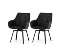 TUKAILAi Lot de 2 Chaise Salle à Manger Pivotantes en Simili Cuir, Chaise Cuisine Rembourrée avec Pieds Metal, Fauteuil de Table à Manger Ergonomique, Chaise Bistrot Salon Café(Noir)