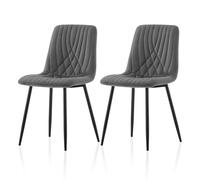 TUKAILAi Lot de 2 Chaises de Salle à Manger avec Siège Rembourré en Velours, Chaises de Cuisine Modernes avec Pieds en Métal Noir Stable, pour Salle de Séjour Salon Réception (Gris)