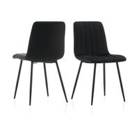 TUKAILAi Lot de 2 Chaises de Salle à Manger, Chaises Tapissées en Velours et Pieds en Métal Noir Stable, pour Salle de Séjour Cuisine Chambre à Coucher Salon Réception (Noir)