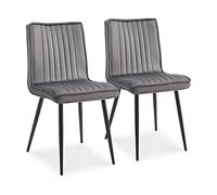 TUKAILAI Lot de 2 chaises de Salle à Manger, Cuisine, rembourrées, chaises de Table à Manger, chaises en Velours au Design Moderne avec Dossier et Pieds en métal pour Salle à Manger, Salon, Gris