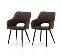 TUKAILAI Lot de 2 chaises de Salle à Manger rembourrées en Cuir synthétique avec Dossier Ouvert, accoudoirs, siège rembourré, Pieds en métal, pour Salon, Salle à Manger, Cuisine