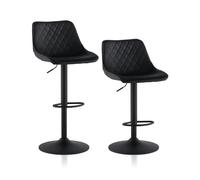 TUKAILAI Lot de 2 tabourets de Bar, pivotants, en Cuir synthétique Brillant, avec Dossier, pour Cuisine, Moderne, avec Repose-Pieds, pivotant à 360 °, Hauteur réglable, Repose-Pieds - Noir