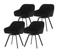 TUKAILAi Lot de 4 Chaise Salle à Manger Pivotantes en Velours, Chaise Cuisine Rembourrée avec Pieds Metal, Fauteuil de Table à Manger Ergonomique, Chaise Bistrot Salon Café (Noir)