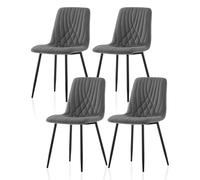 TUKAILAi Lot de 4 Chaises de Salle à Manger avec Siège Rembourré en Velours, Chaises de Cuisine Modernes avec Pieds en Métal Noir Stable, pour Salle de Séjour Salon Réception (Gris)