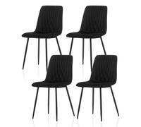 TUKAILAi Lot de 4 Chaises de Salle à Manger avec Siège Rembourré en Velours, Chaises de Cuisine Modernes avec Pieds en Métal Noir Stable, pour Salle de Séjour Salon Réception (Noir)
