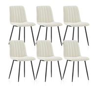 TUKAILAi Lot de 6 Chaises de Salle à Manger, Chaises Tapissées en Lin et Pieds en Métal Noir Stable, pour Salle de Séjour Cuisine Chambre à Coucher Salon Réception (Beige)