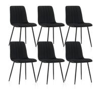 TUKAILAi Lot de 6 Chaises de Salle à Manger, Chaises Tapissées en Velours et Pieds en Métal Noir Stable, pour Salle de Séjour Cuisine Chambre à Coucher Salon Réception (Noir)