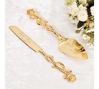 TUKDAK Ensemble de Couteau Et Serveur de Gâteau de Mariage, Or Personnalisé Couteau à Gâteau de Mariage et Ensemble de Serveur, Serveur de Tarte pour Fête Noël l'anniversaire (Rose)