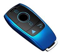 Tukellen Coque de clé pour Mercedes Benz, Protection spéciale en TPU Souple Compatible avec Mercedes Benz 2017-2021 Classe E 2018-2021 Classe S 2019-2021 Classe A Classe C Classe G Bleu