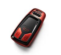 Tukeller Coque de Protection en TPU Souple pour clé Audi A4 Q7 Q5 TT A3 A6 SQ5 R8 S5 Smart Key (Bouton de tri Triangulaire, Rouge)