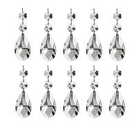 TUKEVA 10 Pcs Pendentif Larme Cristal Lustre Prismes Pendentifs Perles Perles Rideau Noël Mariage adaptée Fabrication de Rideaux de Perles de Cristal d'éclairage (Transparent)