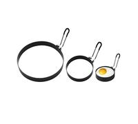 TUKEVA 3 Pcs Anneaux de Cuisson Pancake Moule oeuf au plat antiadhésif avec poignée rond Anneaux Oeufs pour Frire des Oeufs Antiadhésifs en Acier Inoxydable pour Cuisson Oeuf au Plat Pancakes S/M/L