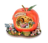 TuKIIE Kit maison miniature à faire soi-même avec meubles, échelle 1:100 - Mini maison de poupée en bois pour enfants, adolescents et adultes (Apple House)