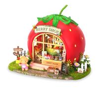TuKIIE Kit maison miniature à faire soi-même avec meubles, échelle 1:100, mini maison de poupée en bois pour enfants, adolescents et adultes (Berry Shop)