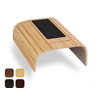 Tuko Table Accoudoir Canapé en Bambou, Flexible, Antidérapant avec Support Téléphone Intégré, Plateau Canapé, Idéal comme Tapis de Souris, pour Poser Boissons, Snacks, Télécommande TV, Naturel