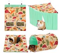 TUKOAW Lot de 4 cachettes en polaire pour cochons d'Inde, lapin, furet, chinchilla, hérissons