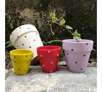TUKRKRS Creativity Purple Polka Dot Plant Pot - Decorative Ceramic Planter for Indoor House Plants - Aesthetic Spotted Flower Container(Yellow)