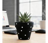 TUKRKRS Creativity Purple Polka Dot Plant Pot - Decorative Ceramic Planter for Indoor House Plants - Aesthetic Spotted Flower Container(Noir)