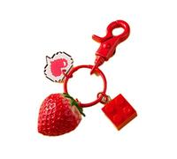 TUKRPQMRI Porte-clés Fraise Pendentif personnalité créative Mignon Porte-clés Anneau Porte-clés Hommes et Femmes Couples Cartable pendentif/142(Red_One Size)