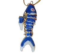 TUKRPQMRI Porte-clés porte-bonheur en forme de poisson Koi cloisonné mignon, bijoux for animaux, pendentif en émail chinois vif, carpe oscillante, cadeaux/207(Blue)