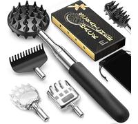 Tukuos Gratte-dos télescopique avec 3 têtes détachables, portable et extensible pour homme/femme, masseur en acier inoxydable pour gratter agressive/modérée