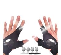 TUKYWAN 1 paire de gants avec lampe torche LED, cadeaux pour homme, papa, lui, mari, accessoire mains libres pour la pêche, le camping, la réparation, noir