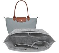 TUKYWAN Organiseur de sac à main pour sac Longchamp, organiseur de sac à main avec poche de séparation et fermeture éclair intérieure pour le sac fourre-tout pliable (beige, taille L)