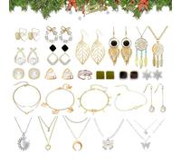 tulahkomen Calendrier de compte à rebours de Noël 2025 élégant 24 jours - Compte à rebours jusqu'à Noël pour bijoux, boucles d'oreilles, calendrier, pour la maison, les voyages, les déplacements, les