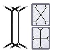 TULAMORIY 2 Pièces Noir Réglable élastiques Triangle Sangles, Sangles de Support de Drap de lit Longues réglables Pinces pour Drap de lit pour Drap Lit,Canapé