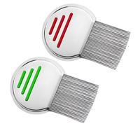 TULAMORIY 2 Pièces Peigne à Poux,Peigne Anti Poux en acier Inoxydable,Peigne en Acier Inoxydable et Traitement Anti-Poux Efficace,Utilisable Pour Animaux Chien Chat,bébé,papa et maman(Rouge et vert)