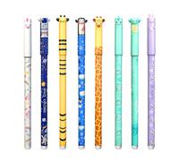 TULAMORIY 8 bâtons Stylos à encre effaçable, Erasable Gel Pens, Stylo effaçable, bille sur l'extrémité pour enlever l'encre sans consommer la feuille, Designs d'Animaux, pour École Bureau