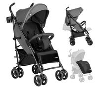 TULANO Davos 35 Poussette Canne Légère et Pliable, 4 ans, Tissu Imperméable | Poussette Citadine jusqu'à 22 kg, Dossier Inclinable avec Canopy XXL et Chancelière, Gris/Noir