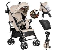 TULANO Davos 35 Poussette Canne Légère et Pliable, 4 ans, Tissu Imperméable | Poussette Citadine jusqu'à 22 kg, Dossier Inclinable avec Canopy XXL et Chancelière, Beige