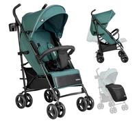TULANO Davos 35 Poussette Canne Légère et Pliable, 4 ans, Tissu Imperméable | Poussette Citadine jusqu'à 22 kg, Dossier Inclinable avec Canopy XXL et Chancelière, Vert/Noir