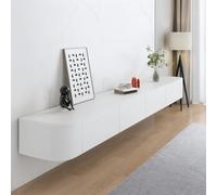 TULAZOU Meuble TV/Banc TV/Meuble TV Suspendu - Blank - 120cm - 2 Compartiments spacieux - Style Contemporain Meuble Salon - Blanc